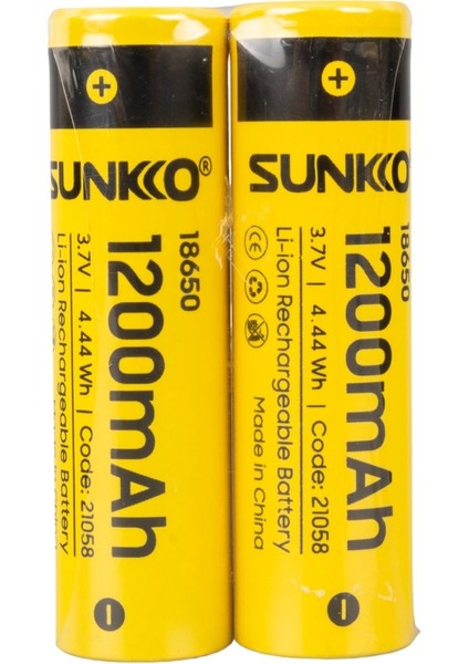 3.7 Volt 1200 Mah 18650 Şarj Edilebilir Pil (2li Paket)