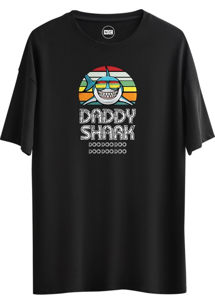 Daddy Shark Tasarım Dijital Baskılı Regular Relax T-Shirt