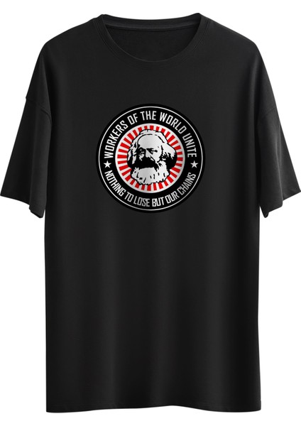Karl Marx Tasarım Dijital Baskılı Regular Relax T-Shirt