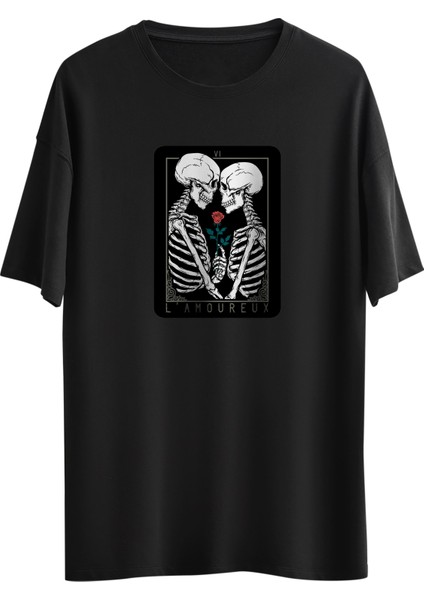 Love Skull Tasarım Dijital Baskılı Regular Relax T-Shirt