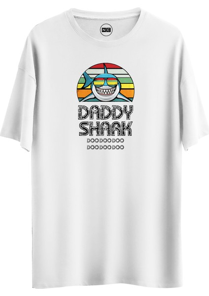 Daddy Shark Tasarım Dijital Baskılı Regular Relax T-Shirt