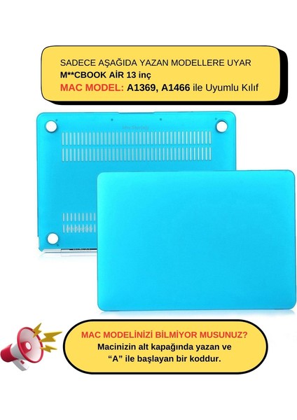 MacBook Air Kılıfı Macbook Air 13inç Mat (Eski USB'li Model 2010-2017) A1369 A1466 ile Uyumlu fiyatları