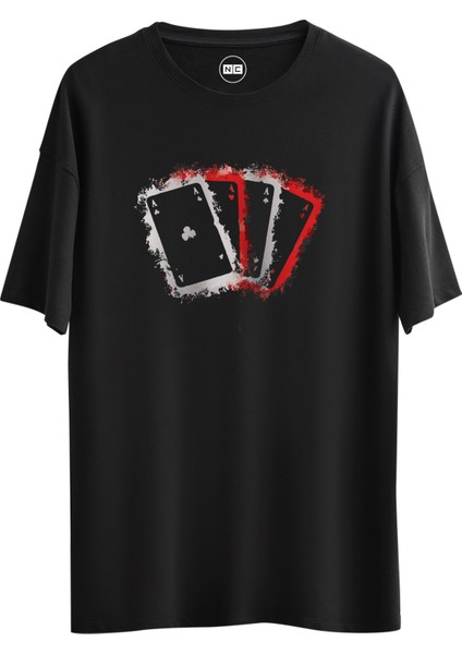 Poker Card Tasarım Dijital Baskılı Regular Relax T-Shirt