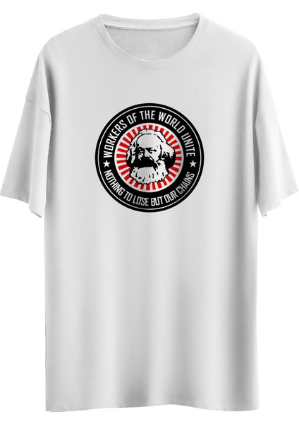 Karl Marx Tasarım Dijital Baskılı Regular Relax T-Shirt