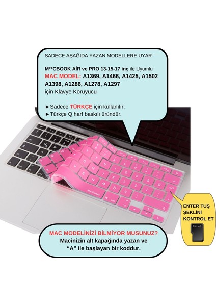 Klavye Koruyucu Macbook Klavye Air Pro (Türkçe Q) (Eski USB'li Model 2008/2017) ile Uyumlu