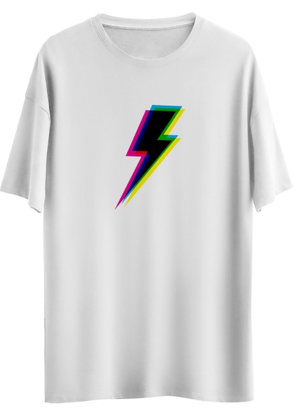Cmyk Lightning Tasarım Dijital Baskılı Regular Relax T-Shirt