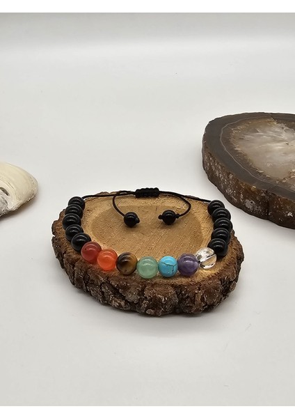 7 Çakra Örme Doğal Taş Bileklik