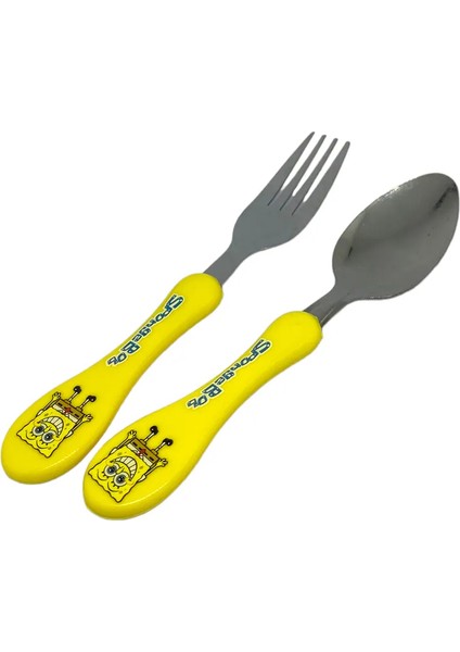 Çatal Kaşık Seti Çocuklar ve Bebekler Için. Kutulu, Taşınabilir Sponge Bob modelleri
