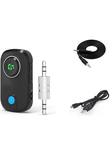 Bluetooth 5.0 Ses Verici Alıcısı, 3'ü 1 Arada Mikrofon, 3,5 mm Aux Bağlantı Noktalı Düşük Gecikmeli Kablosuz Müzik Adaptörü (Yurt Dışından)