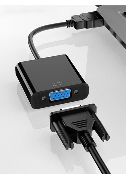 HDMI To VGA Aux Ses Destekli Çevirici Dönüştürücü