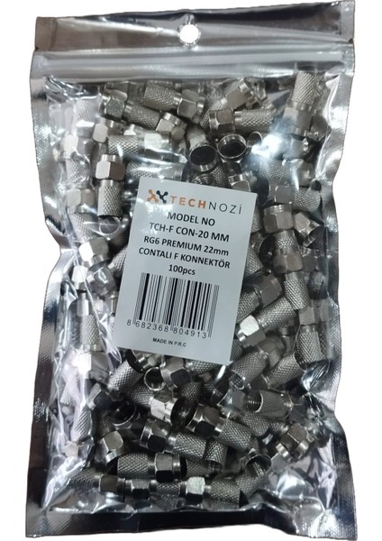 Contalı F Konnektör Rg6 Premium 22MM (100ADET) fiyatları