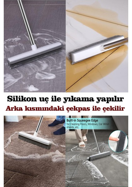 Sihirli Mop Silikon Yer Silme Fırçası Yıkama Fırçası Çekpaslı Kauçuk Süpürge