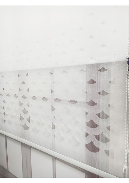 Lazer Kesim Çift Mekanizmalı Tül Stor Perde Beyaz Mlt5003 fiyatları