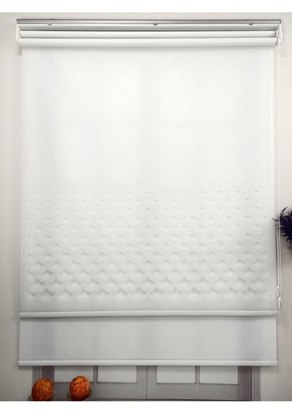 Lazer Kesim Çift Mekanizmalı Tül Stor Perde Beyaz Mlt5003 fırsatları