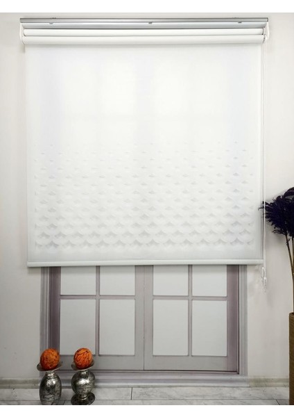 Lazer Kesim Çift Mekanizmalı Tül Stor Perde Beyaz Mlt5003 indirimleri