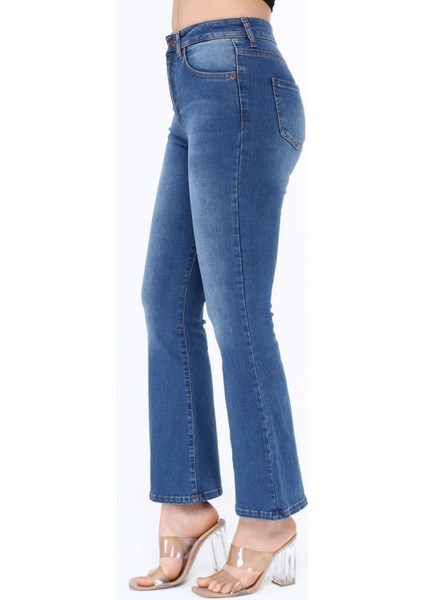 Kadın İspanyol Paça Yüksek Bel Kot Pantolon Skinny Fit Jean - C605 fiyatları