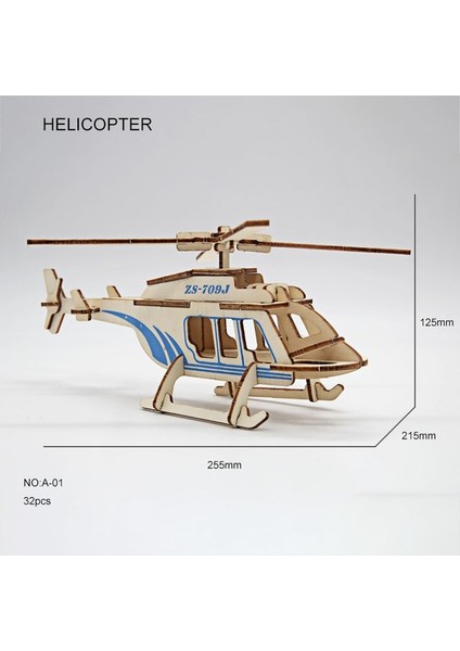 Sepeti Helikopter Ahşap Maket Büyük Boy Boyanabilir Maket