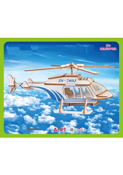 Sepeti Helikopter Ahşap Maket Büyük Boy Boyanabilir Maket