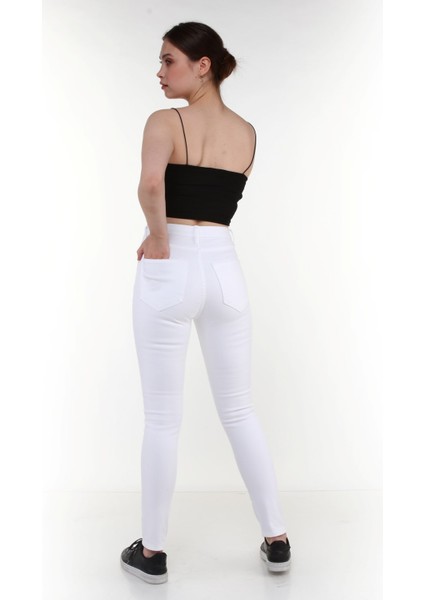 Kadın Yüksek Bel Dar Paça Süper Skinny Fit Esnek Bilek Boy Denim Jean Kot Pantolon C596 fiyatları