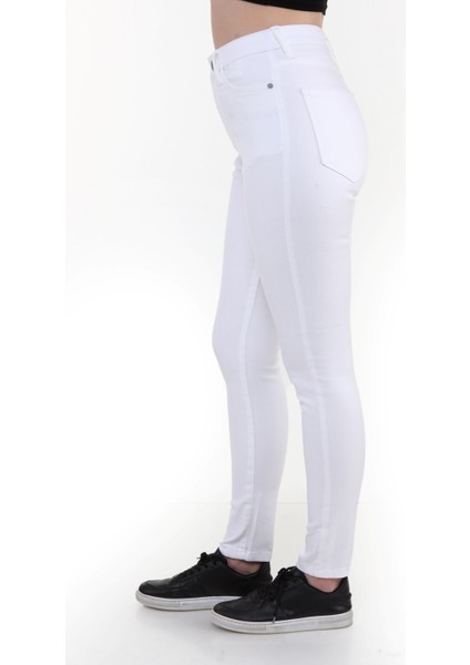 Kadın Yüksek Bel Dar Paça Süper Skinny Fit Esnek Bilek Boy Denim Jean Kot Pantolon C596 fırsatları