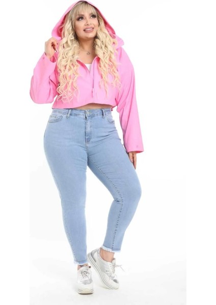 Kadın Yüksek Bel Skinny Fit Jeans Büyük Beden Kot PantolonC597