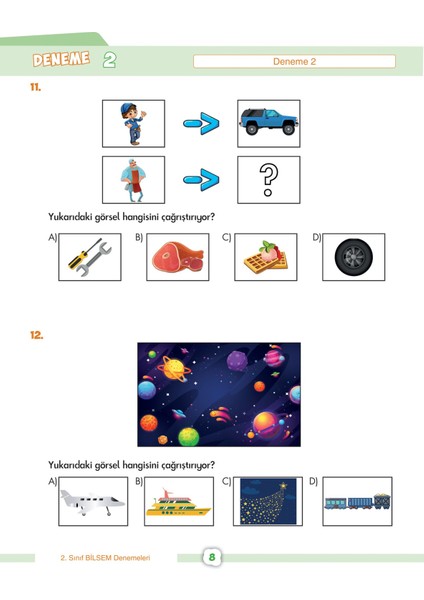 Ardışık Yayınları 2. Sınıf BİLSEM Soru Bankası Deneme Şekil Yeteneği Seti