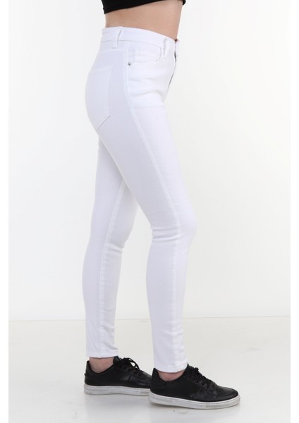 Kadın Yüksek Bel Dar Paça Süper Skinny Fit Esnek Bilek Boy Denim Jean Kot Pantolon C596 indirimleri