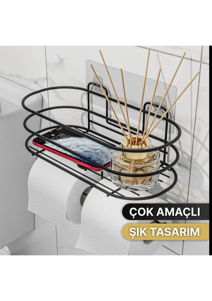 Tuvalet Kağıtlığı Yapışkanlı Wc Kağıdı Peçetelik Hazneli Tuvalet Kağıdı Organizeri Banyo Düzenleyici