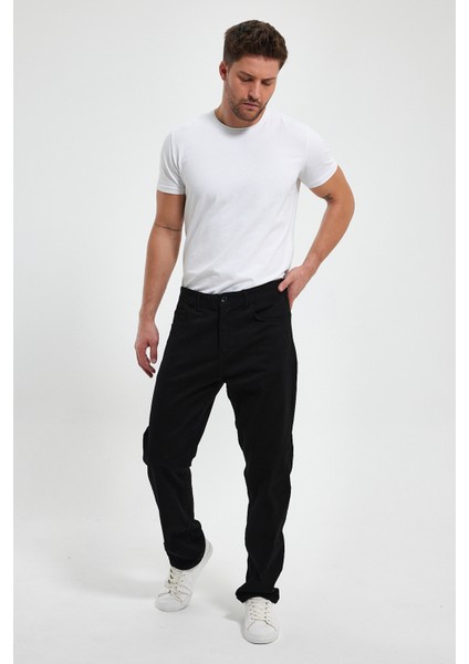 TheSeason Erkek Siyah Gabardin Relaxed Esnek Keten Baggy Pantolon modelleri