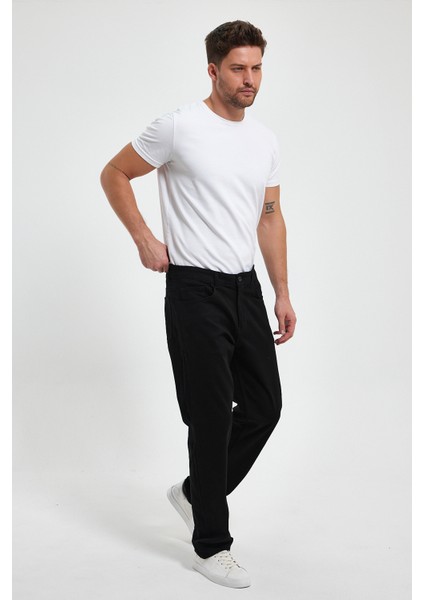 TheSeason Erkek Siyah Gabardin Relaxed Esnek Keten Baggy Pantolon fırsatları