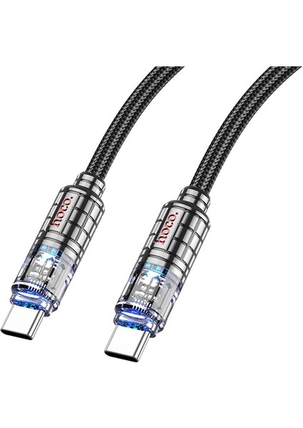 U122 Kristal Uç 60W Type-C To Type-C Hızlı Data ve Şarj Kablosu