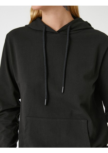 Basic Kapüşonlu Sweatshirt Kanguru Cepli