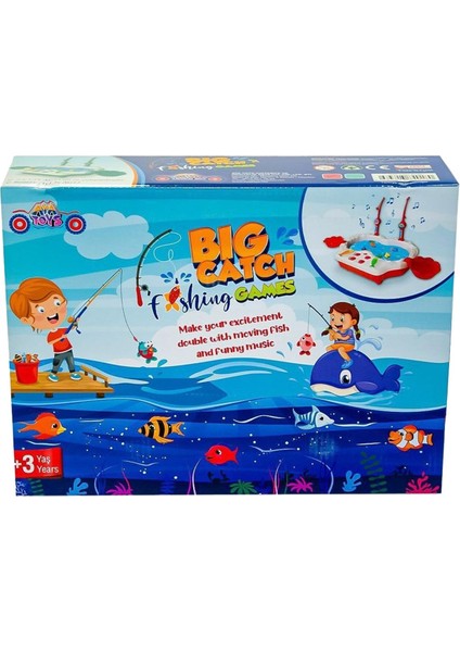 Müzikli, Havuzda Balık Yakalama Oyunu, 8 Balık ve 2 Oltalı - Big Catch Fishing Game,mavi