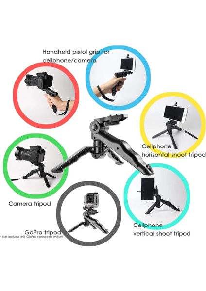 Tripod Modern Tasarım 3 Ayak Mini Kamera Tripodu + Döner Başlık Telefon Tutucu Hafif Taşınabilir K555