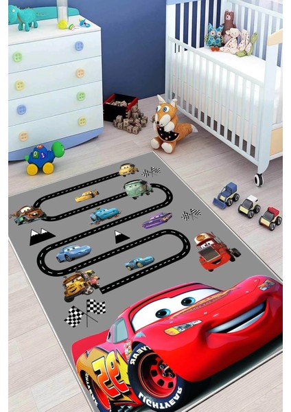 Cino 88 Şimşek Kırmızı Yarış Araba Çocuk Odası Oyun Halısı fiyatları