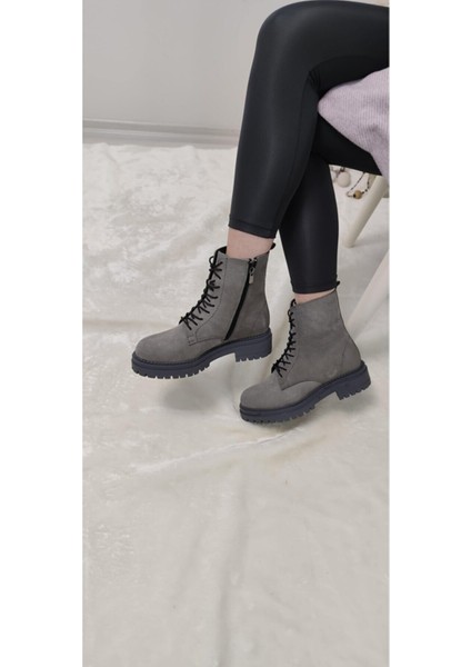 Gerçekk Nubuk Deri Postal Bot - Gri - 38 - ST00694-GRİ-38