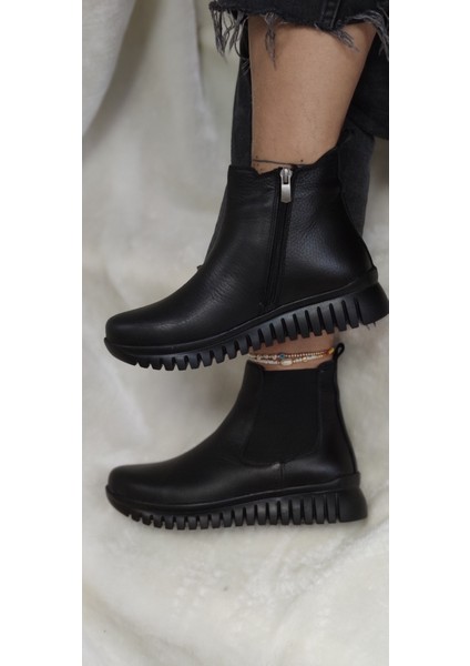 Çiğdem Gerçek Deri Kısa Kadın Bot (Enzo B1A) - Siyah - 39 - ST00831-SİYAH-39