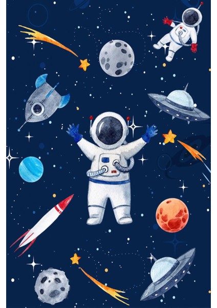 Cino 88 Mavi Lacivert Astronot Uzay Çocuk Odası Oyun Halısı