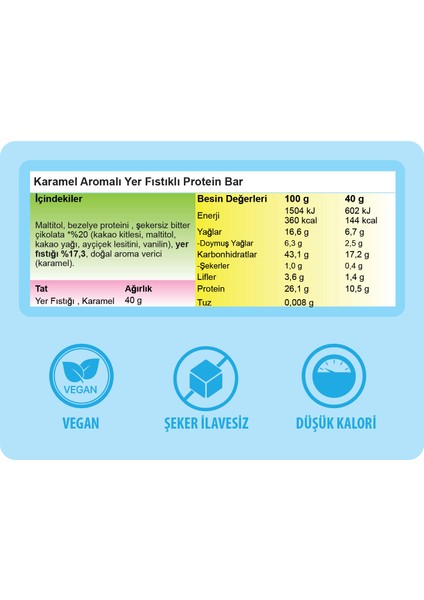 Yer Fıstıklı Yüksek Proteinli Bar 12'li