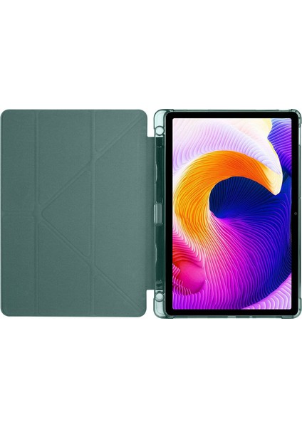 Xiaomi Redmi Pad Se 11 İnç Kılıf Yatay ve Dikey Standlı Uyku Modlu Kalemlikli Trifold Arkası Soft Silikon Smart Kılıf