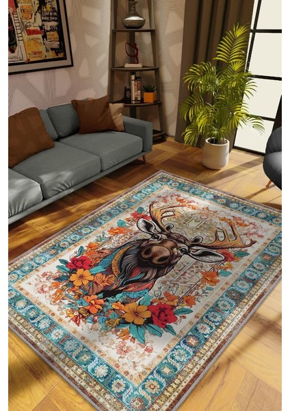 Nuh'un Gemisi Koleksiyonu Mus Kanada Geyiği Çiçek Desenli Temalı Vintage Renkli Maksimalist