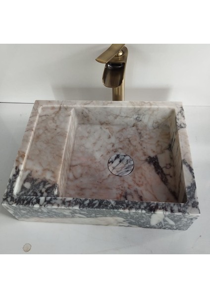 Menekşe Mermer Gizli Giderli Köşeli Lavabo