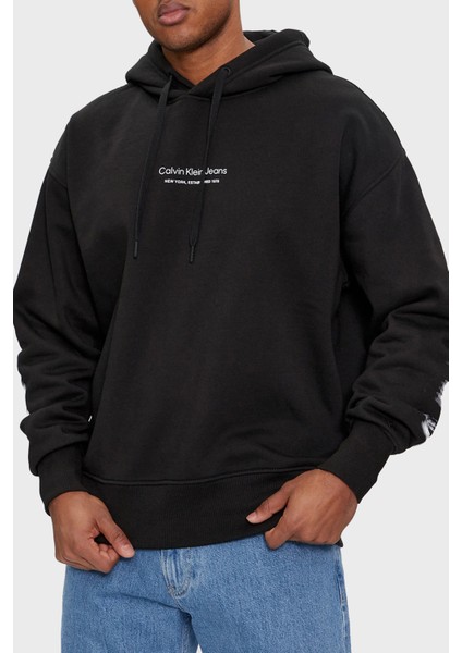 Sırt Baskılı Kapüşonlu Pamuklu Regular Fit Sweat J30J324629Beh Erkek Sweat J30J324629 Beh