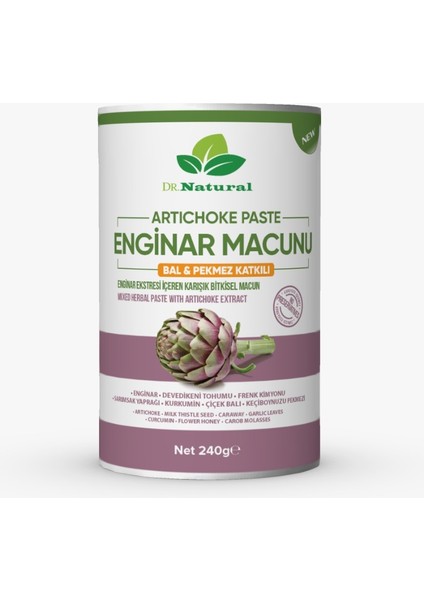 Dr. Natural Enginar Macunu Pekmez ve Bal Katkılı Bitkisel Karışımlı Macun 240 gr