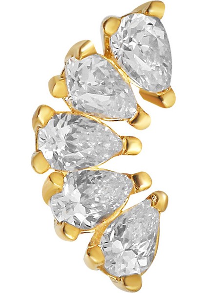 14 Ayar Altın Beşli Damla Piercing Tragus Helix Kıkırdak Küpe