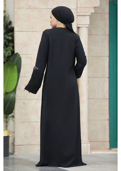Fermuarlı Siyah Tesettür Ferace 20028S modelleri