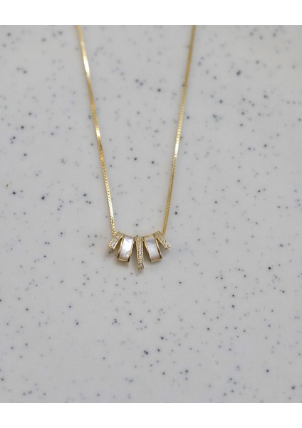 Dikdörtgen Sedefli Kolye