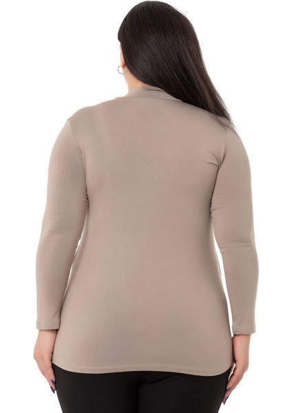 Büyük Beden Yarım Balıkçı Uzun Kollu Viskon Vizon Body modelleri