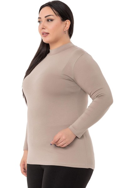 Büyük Beden Yarım Balıkçı Uzun Kollu Viskon Vizon Body fırsatları