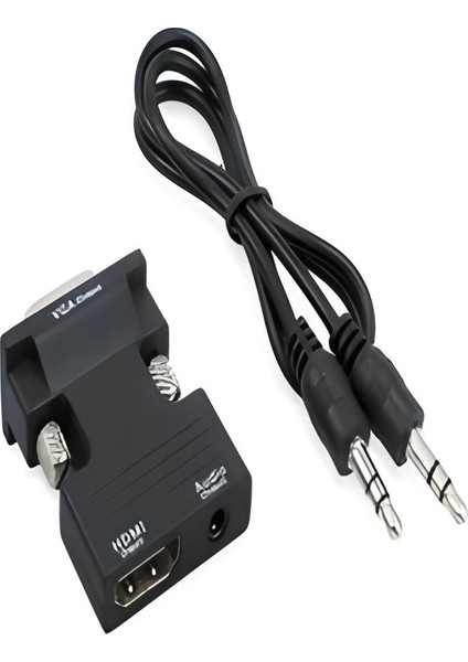 Ulu Bilgisayar HDMI To VGA Monitör Çevirici Dönüştürücü Adaptör  Başlık Ses Destekli